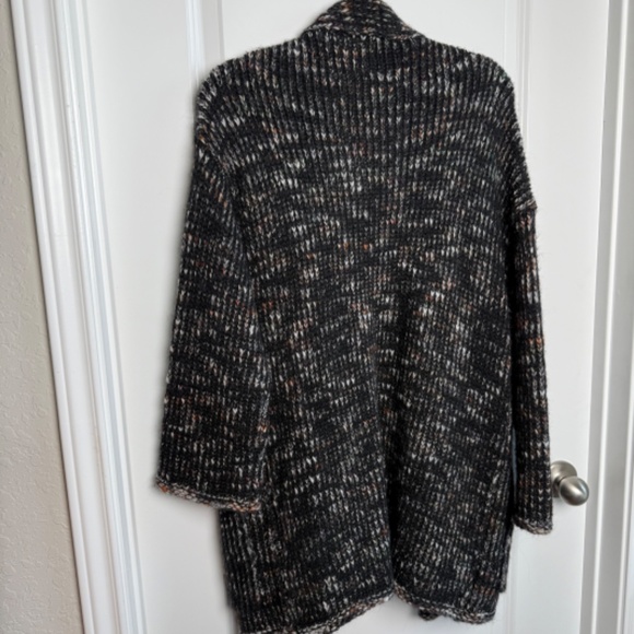 Express Open Front Wool Blend Cardigan Multi-Color Earth Tones on Black OS - Picture 3 of 8